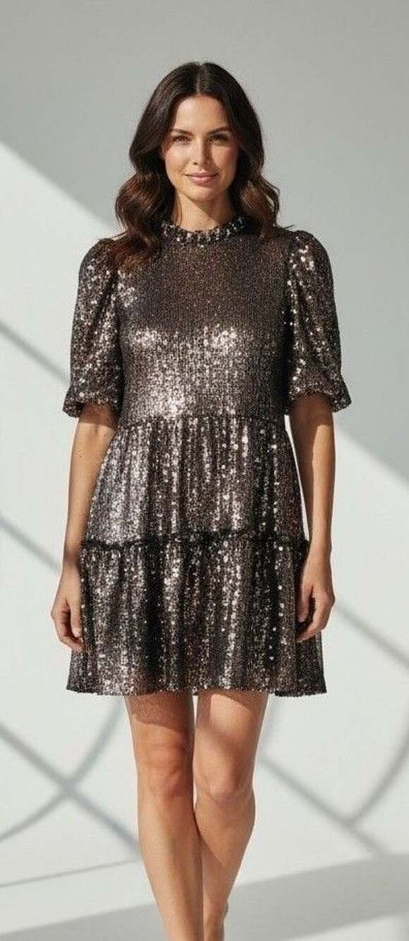 Sea New York Rachelle Dress Size L Bronze Sequin